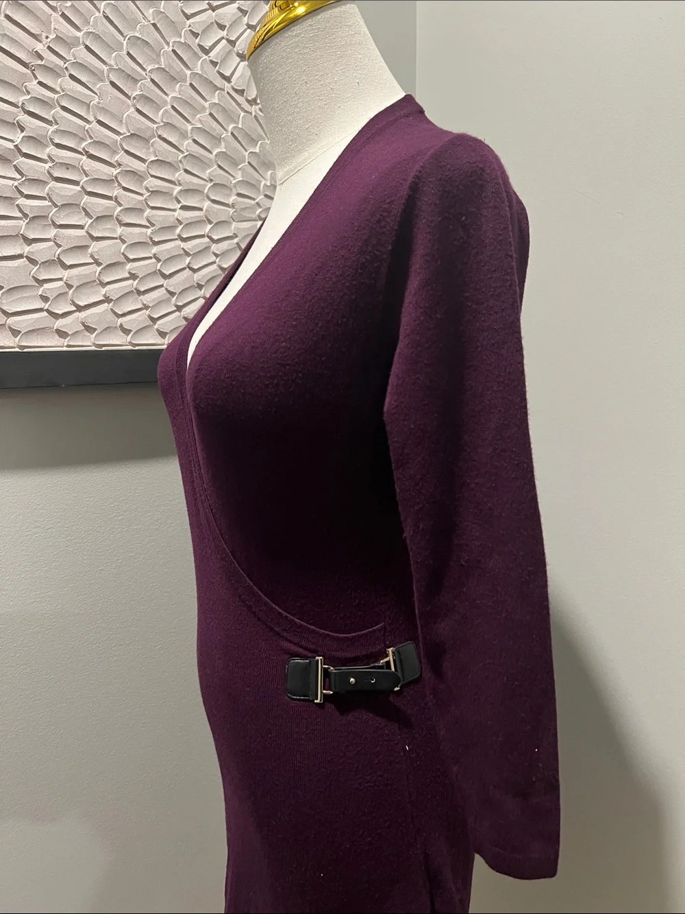 Calvin Klein Plum Wrap-Style Midi Dress